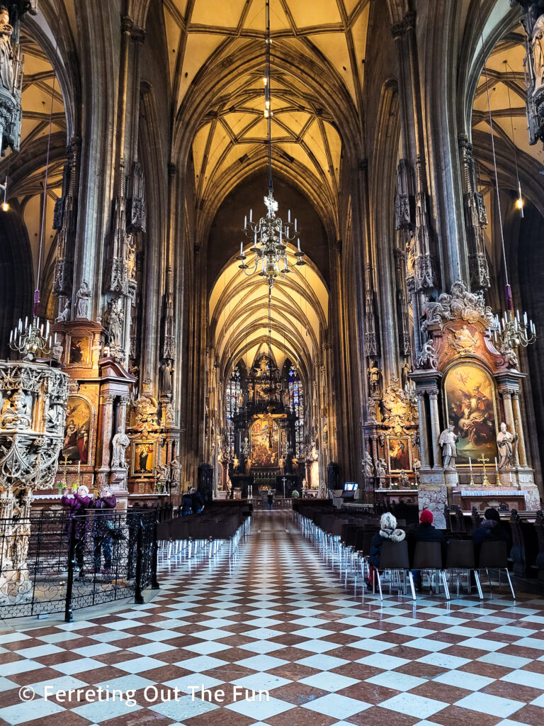 Interior view of St Stephen's Cathedral in Vienna, Austria