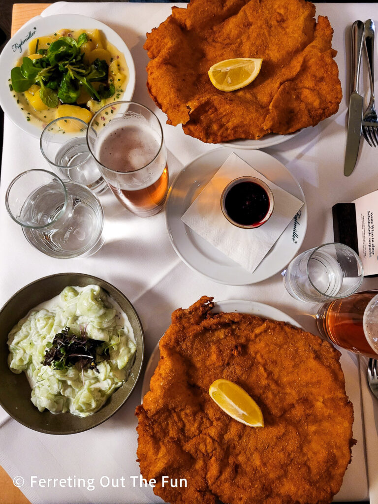 Weiner schnitzel at Figlmüller Restaurant in Vienna