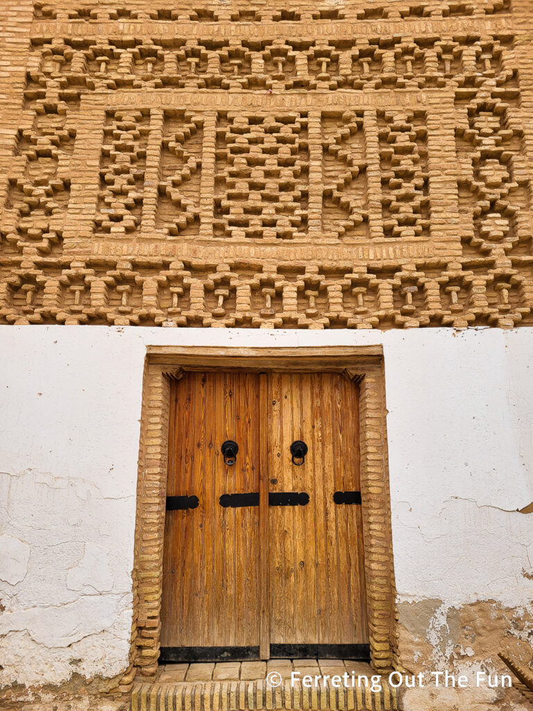 Fancy brickwork with traditional Berber designs in the medina of Tozeur, Tunisia