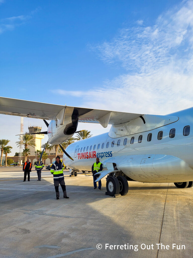 A Tunisair Express plane at Tozeur Airport, Tunisia