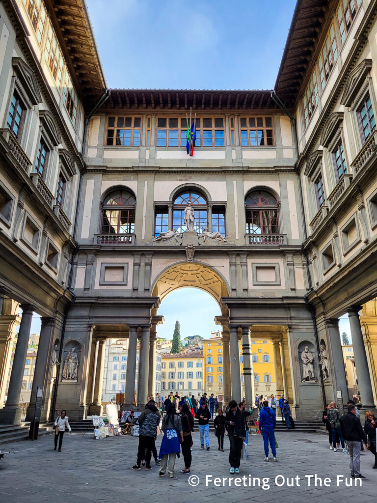 Uffizi Gallery, the best museum in Florence, with masterpieces by Michelangelo, Leonardo, Botticelli, and Caravaggio