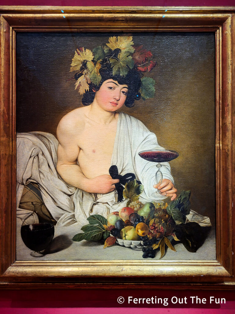 Bacchus by Caravaggio at the Uffizi Gallery in Florence