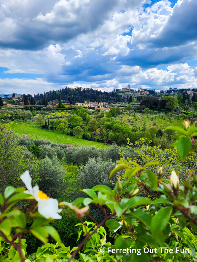 Spring view of a Tuscan hillside from Boboli Gardens in Florence