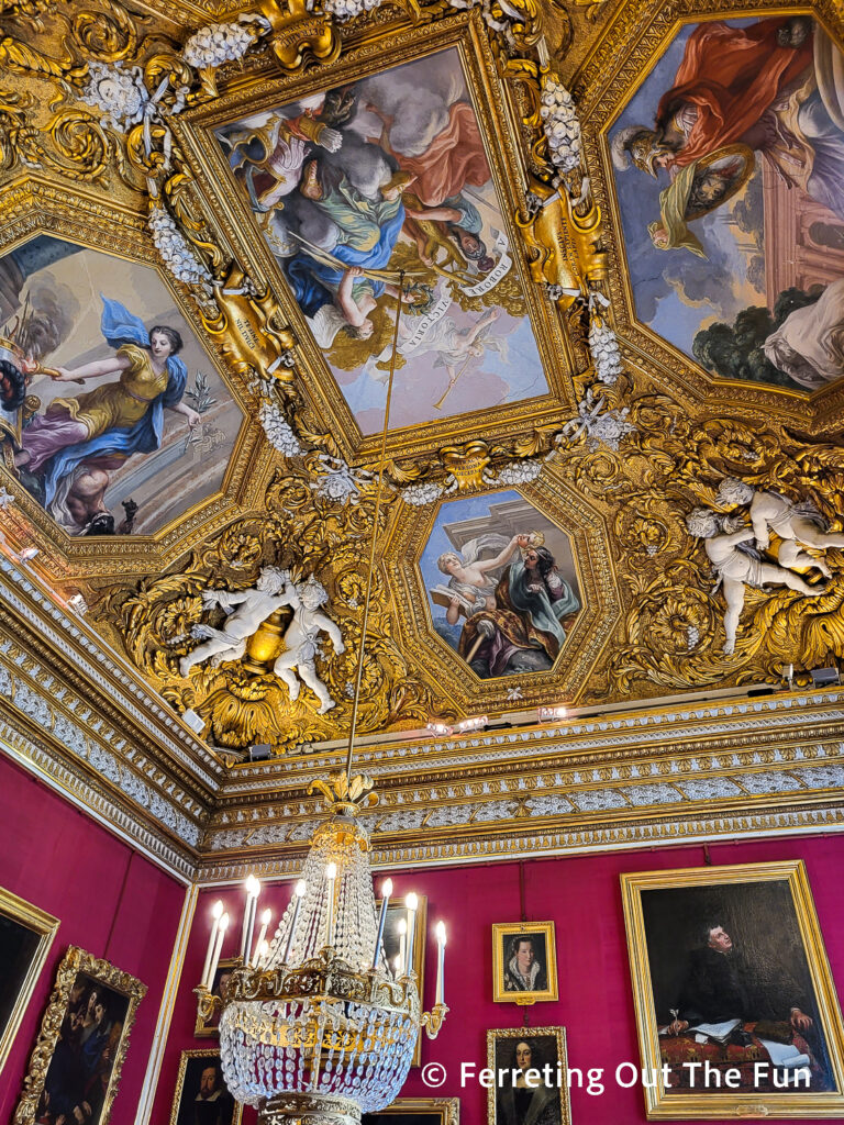 Gilded ceiling with frescos in Pitti Palace, Florence