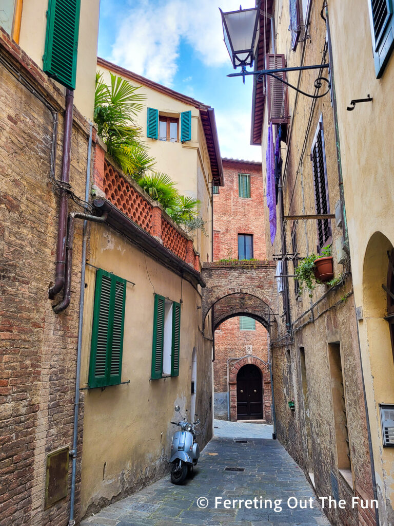 Exploring the quiet lanes of Siena Italy