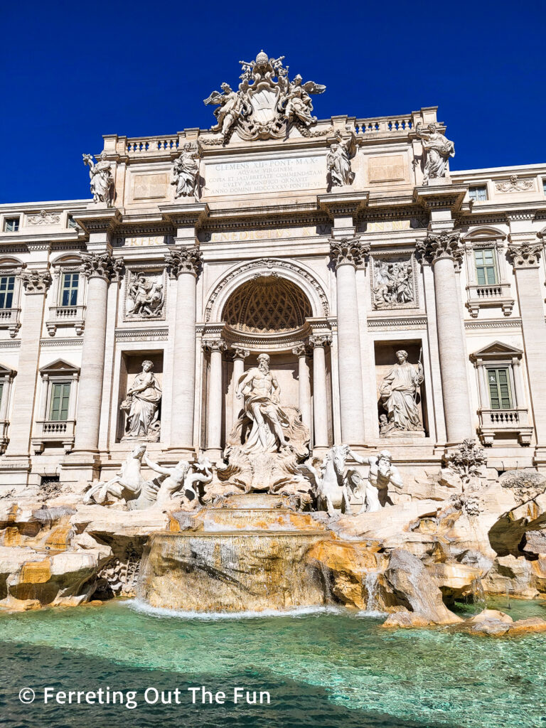 The legendary Trevi Fountain in Rome, Italy. Toss in a coin to ensure your return visit!