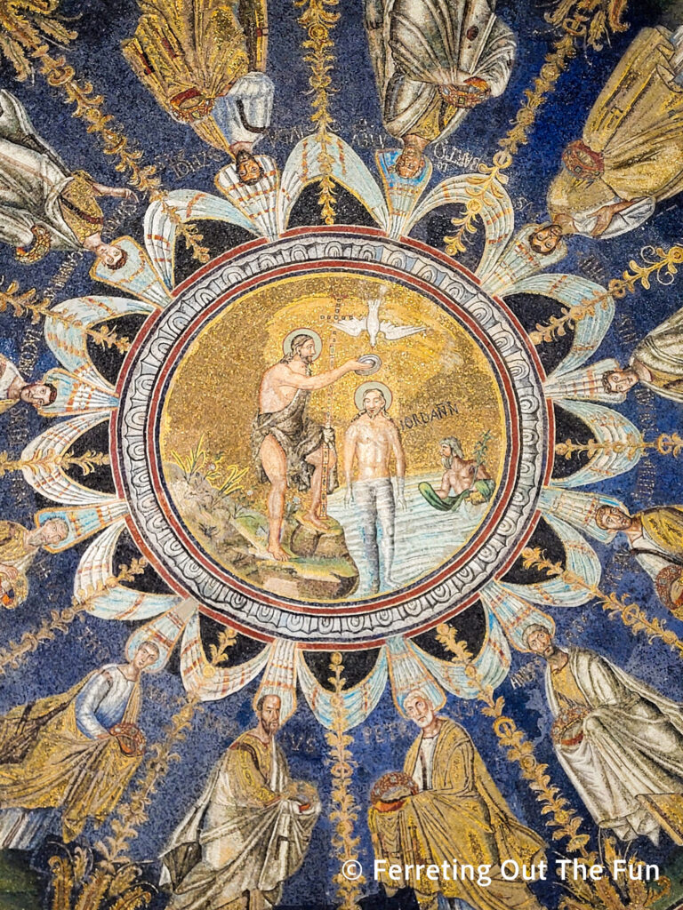 Ravenna Battistero Neoniano mosaic of Christ's baptism